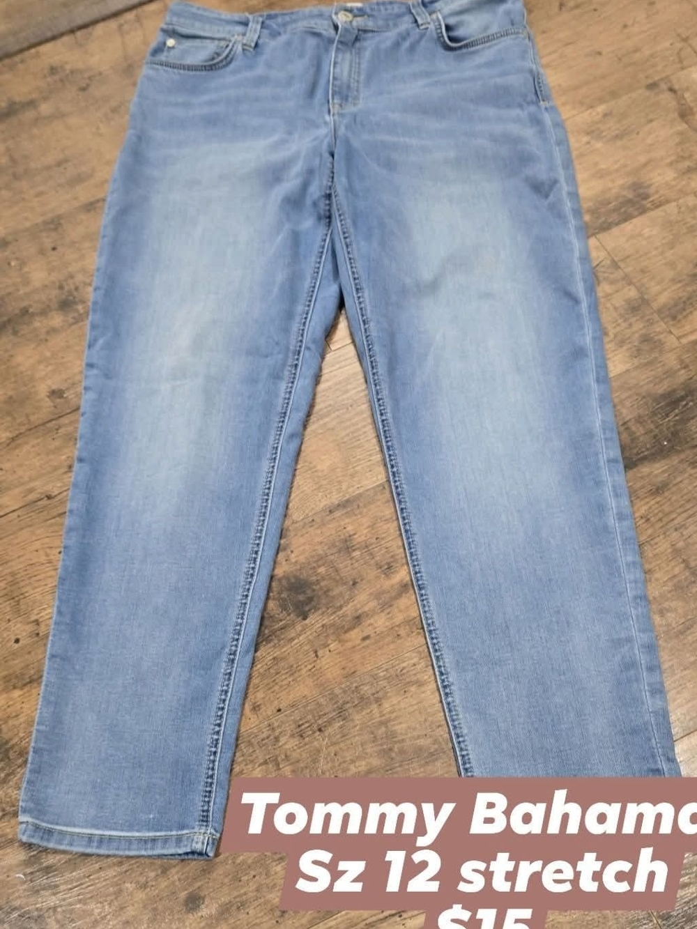Tommy Bahama Womens Light Blue Stretch Relaxed Jeans Sz 12